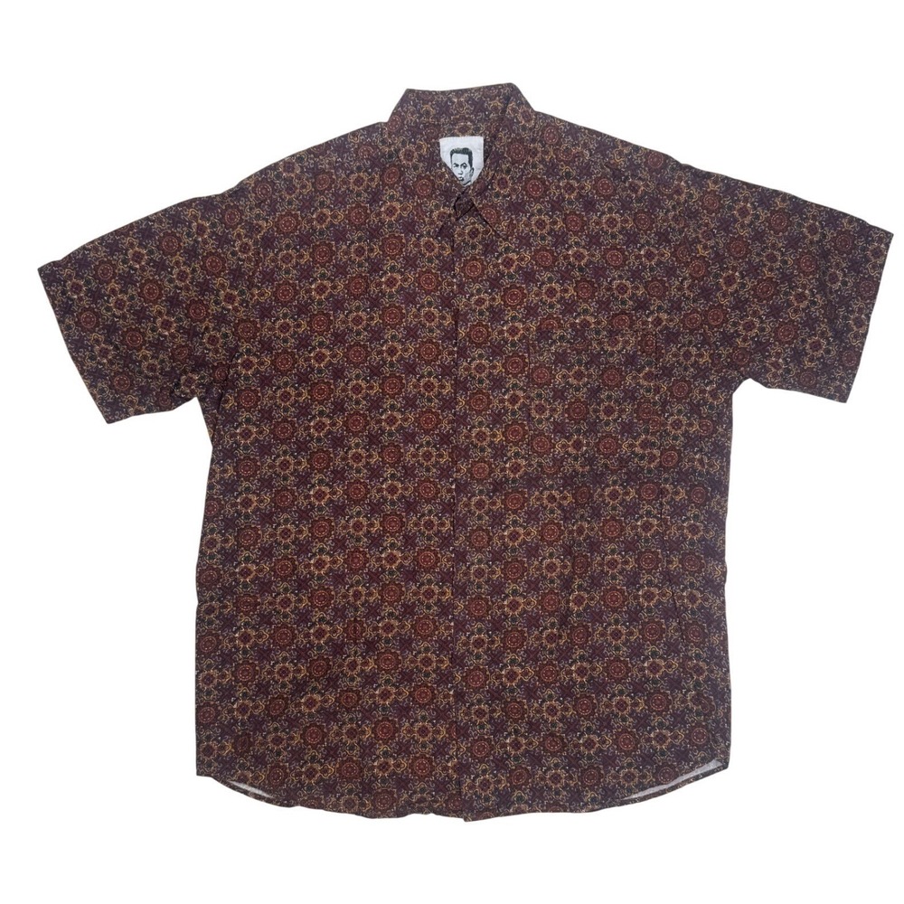 Sari-Sari Panlalake Mens‎ Small Short Sleeve Button Down Shirt Medallion Print
